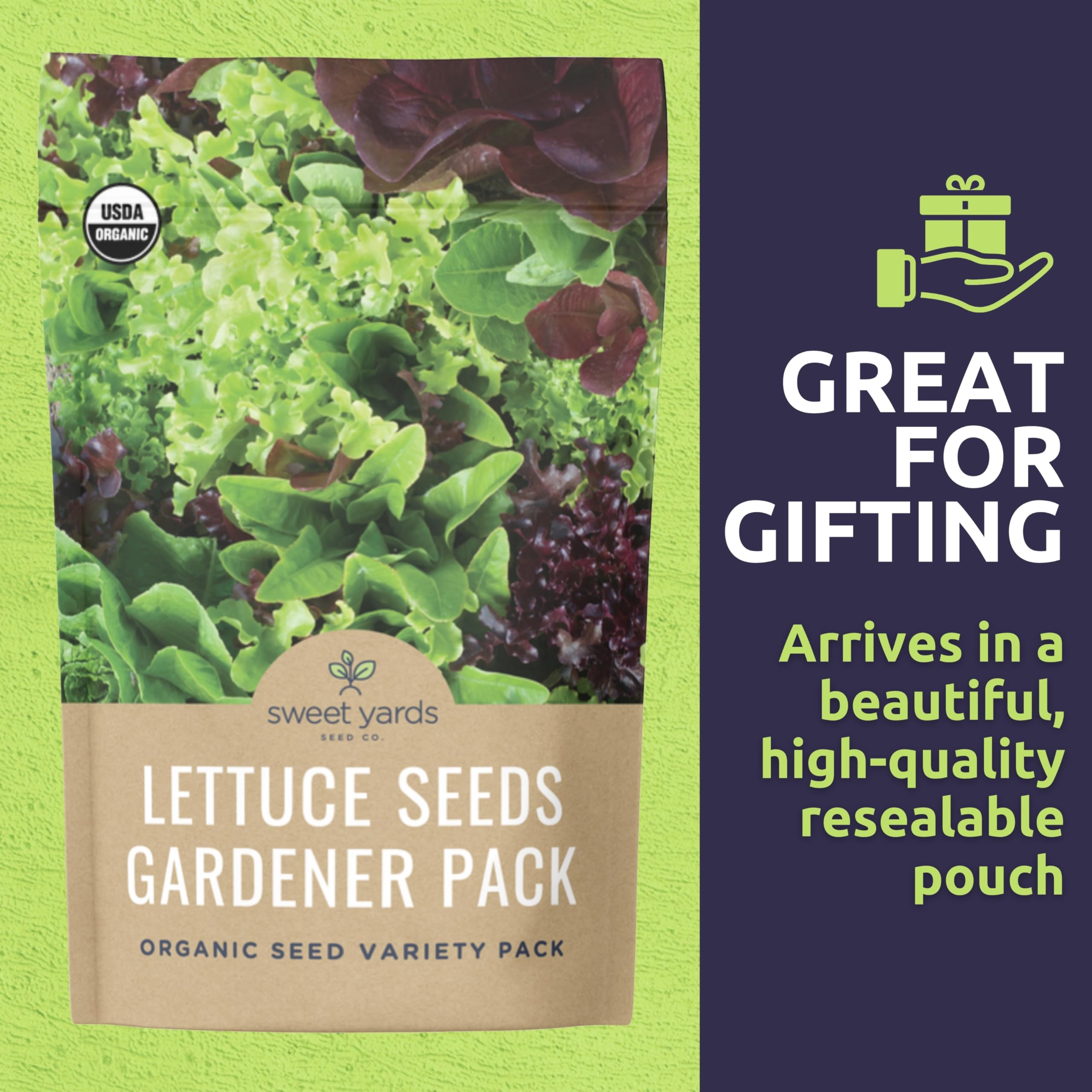Sweet Yards Spinach seed packet for tender baby leaf harvests