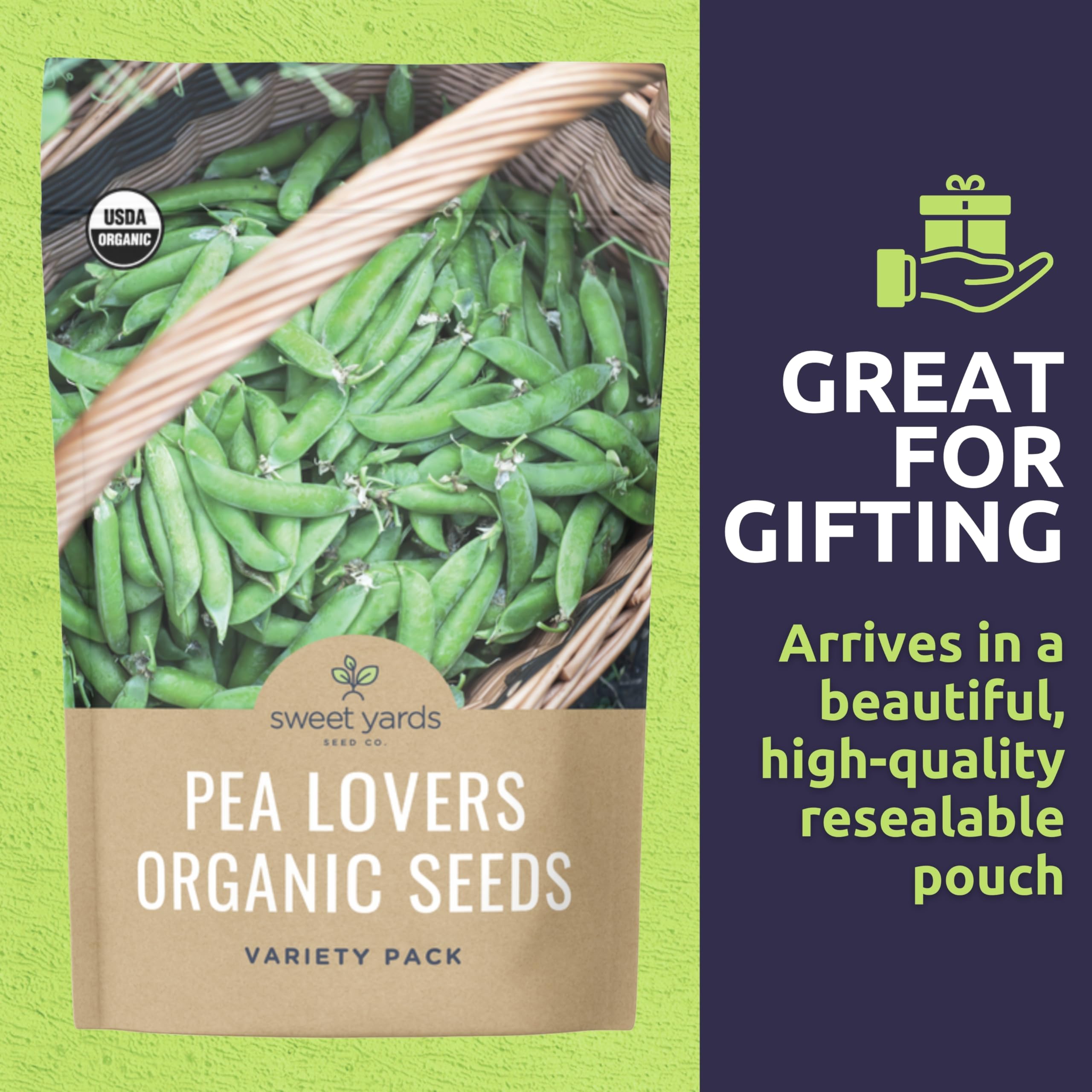 Sweet Yards Sugar Ann Snap Pea packet for small-space gardens