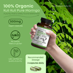 Sweetbottoms organic moringa capsules pack showcasing pure ingredients for postnatal care