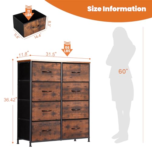 Sweetcrispy metal-frame wooden-top dresser highlights sturdy construction