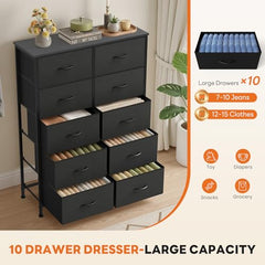 Sweetcrispy 10-drawer unit offers ample storage for clothes, toys, and media.