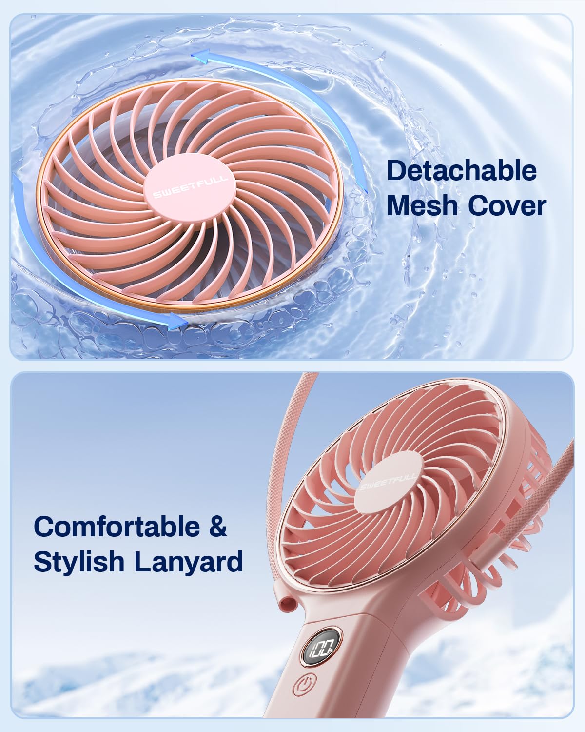 Lightweight Sweetfull travel fan ready for daily carry and outdoor use.