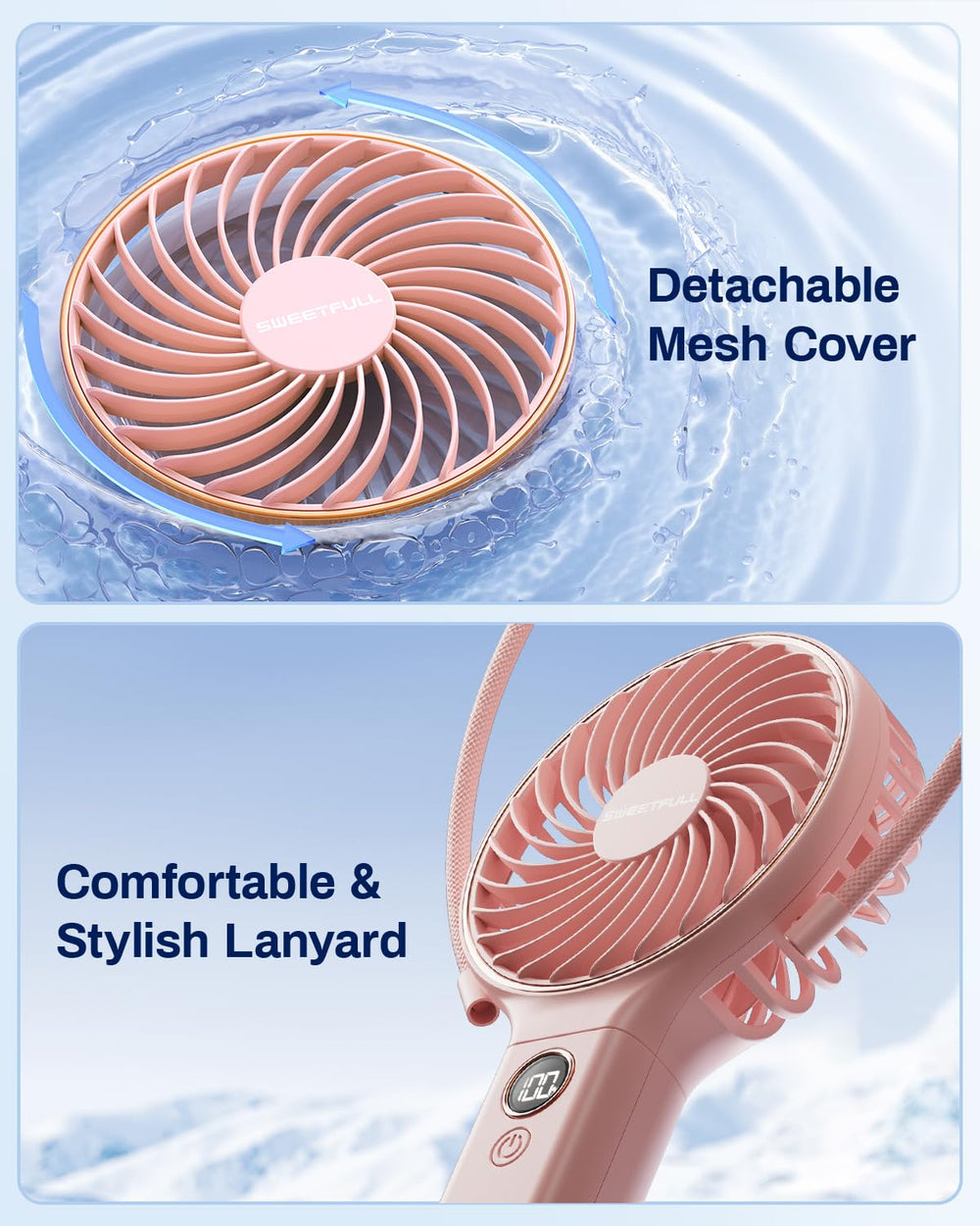 Lightweight Sweetfull travel fan ready for daily carry and outdoor use.