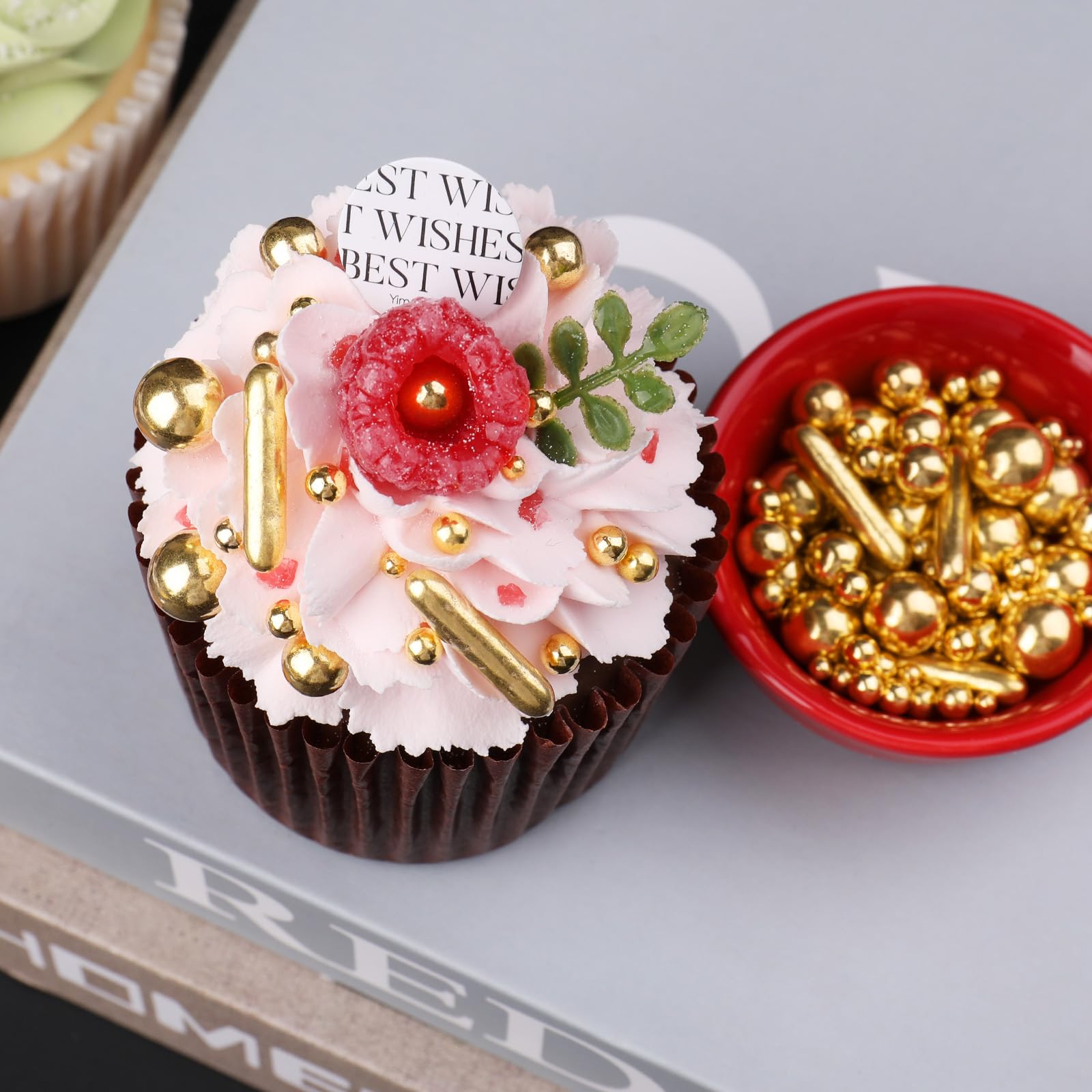 SweetGrove Gold Pearl Sprinkles sprinkled over ice cream add shimmering contrast.