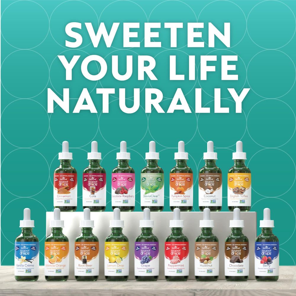 SweetLeaf English Toffee Sweet Drops enhances coffee with rich toffee flavor and zero calories