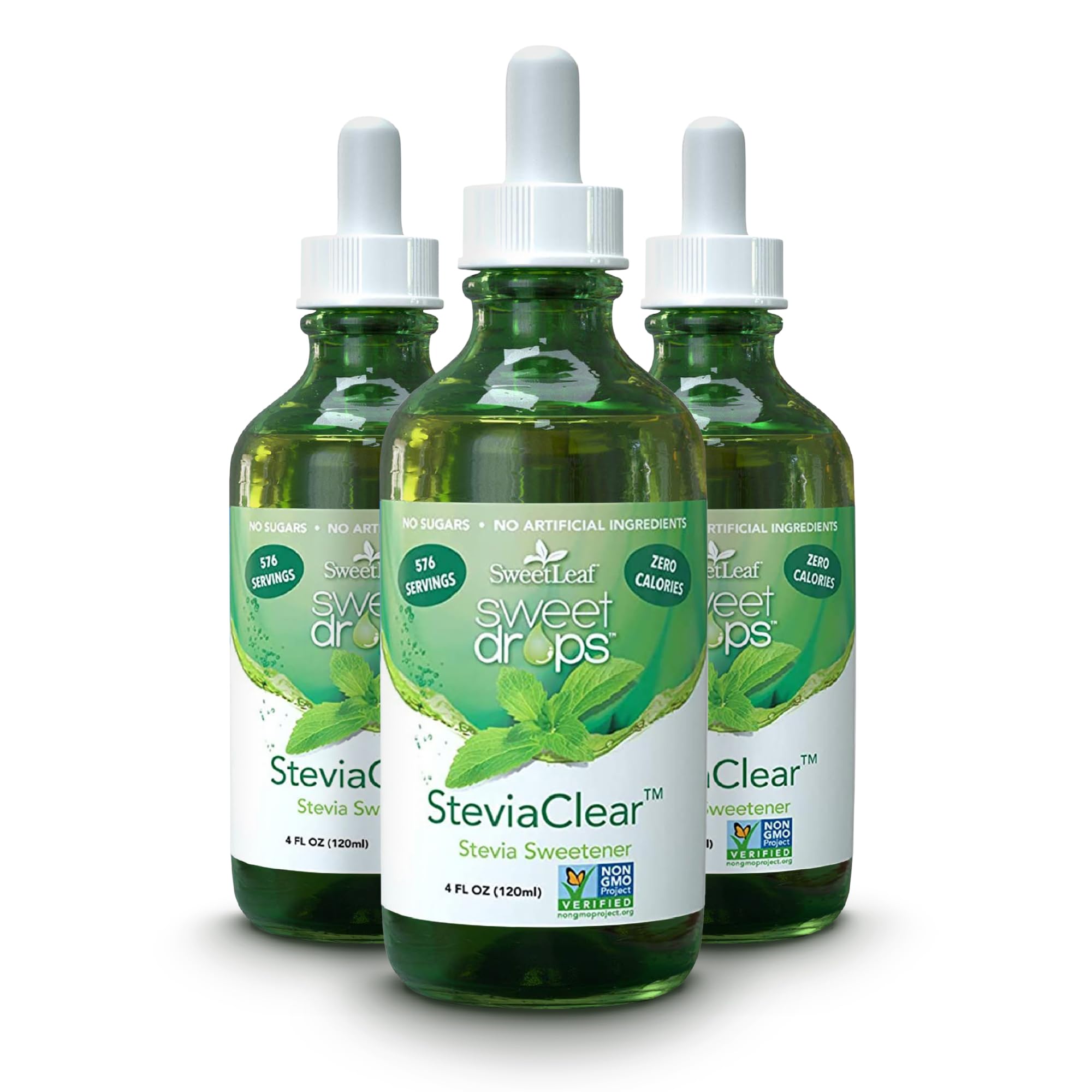 SweetLeaf Sweet Drops bottle adds zero-calorie flavor to beverages.