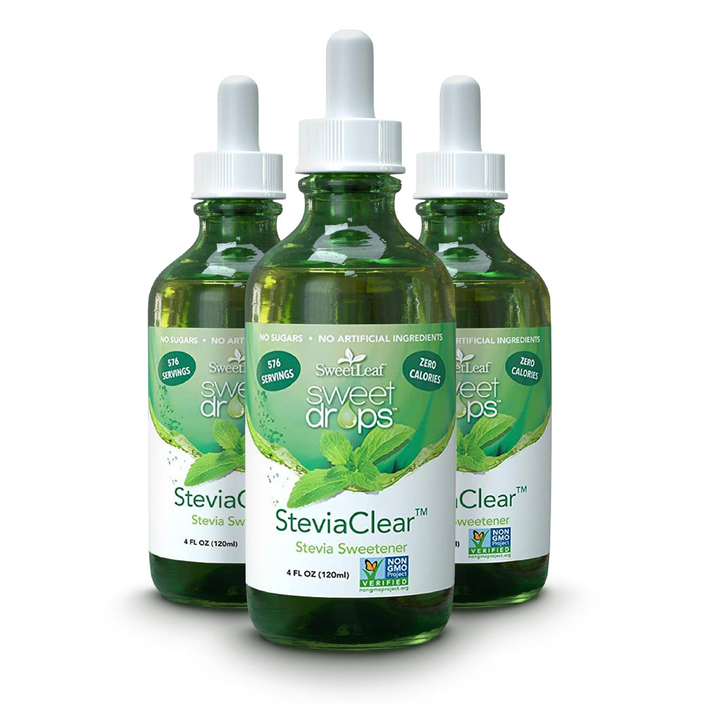 SweetLeaf Sweet Drops bottle adds zero-calorie flavor to beverages.