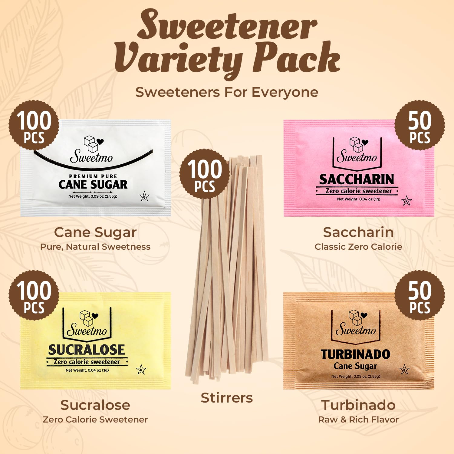 Sweetmo raw sugar packets delivering natural flavor for coffee and tea.