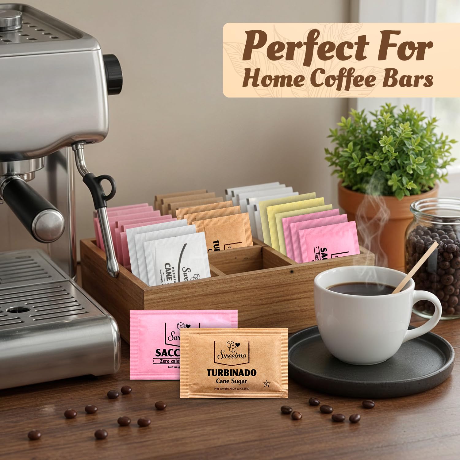 Sweetmo wooden stirrers simplify mixing without extra utensils.