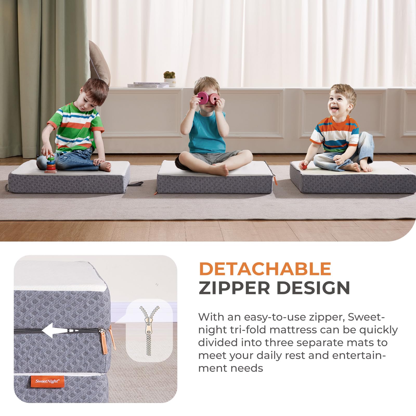Sweetnight tri-folding mattress removable cover is machine washable.