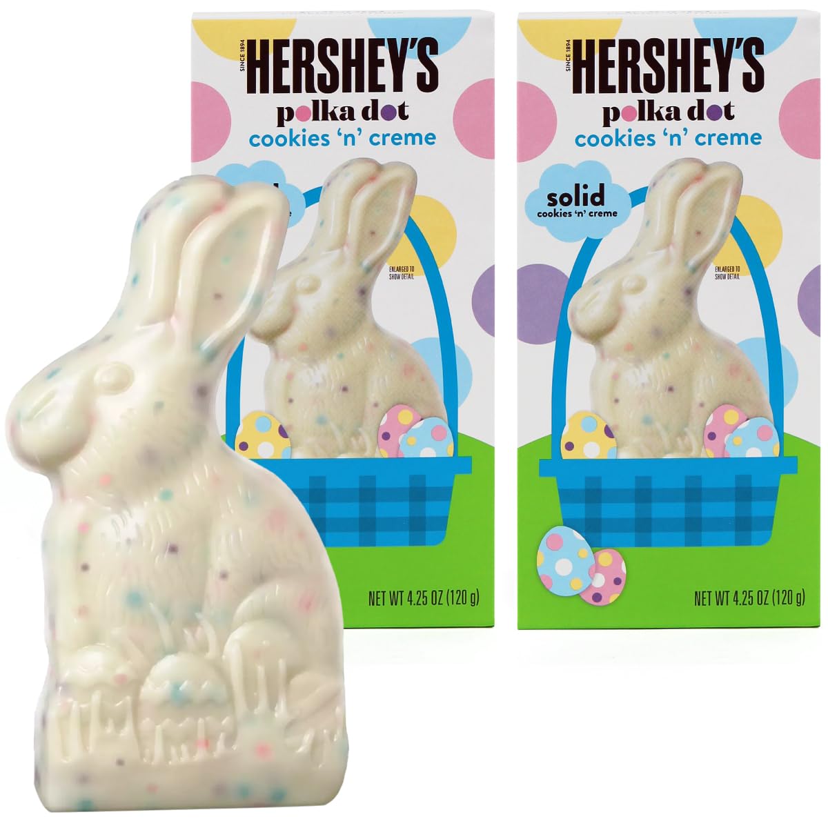 SWEETSIDE CANDY CO chocolate bunny polka-dot Cookies 'n' Creme, Easter basket ready