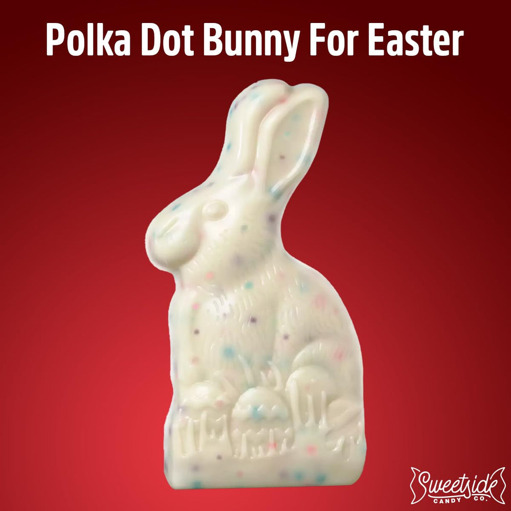SWEETSIDE CANDY CO two-pack chocolate bunny polka-dot packaging, ideal for gifting