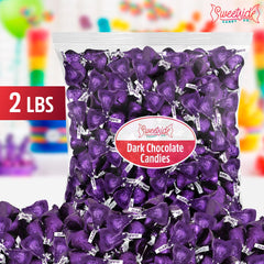 SWEETSIDE CANDY CO Kisses Special Dark Chocolate purple foil wrappers, ideal for snack trays.