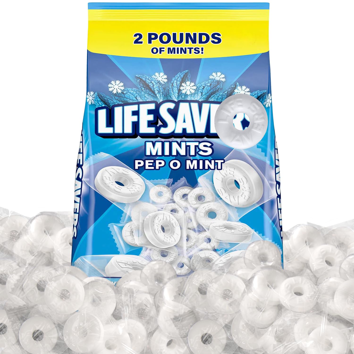 Pep O Mint hard candy bulk 2lb pack in bag for easy sharing and refreshing breath