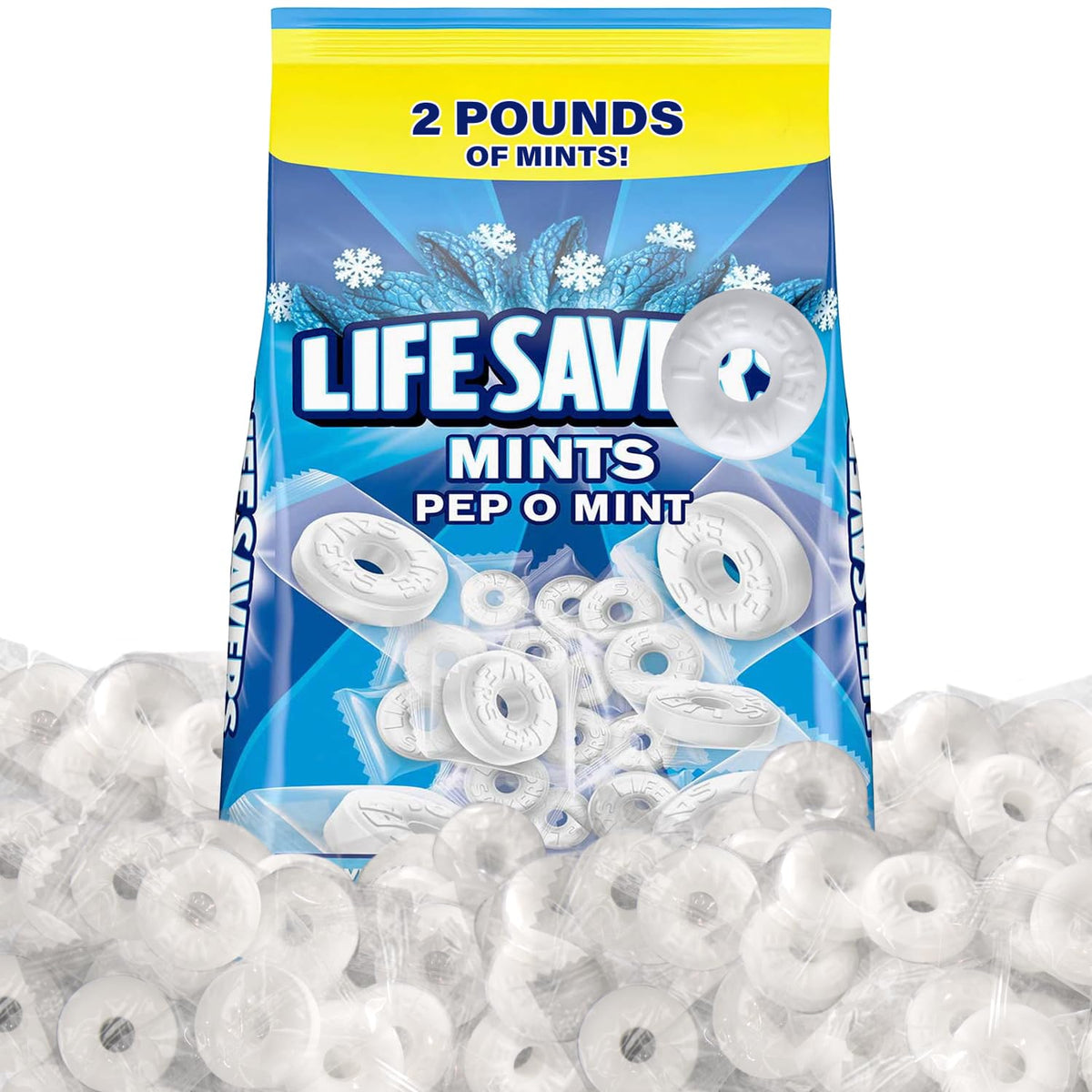 Pep O Mint hard candy bulk 2lb pack in bag for easy sharing and refreshing breath