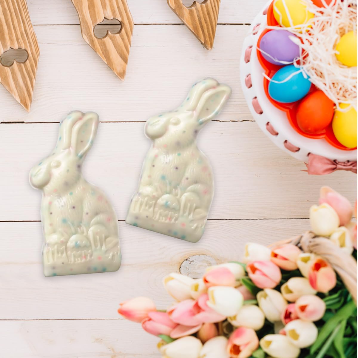 SWEETSIDE CANDY CO Easter chocolate bunny with polka-dot design, large 4.25oz piece