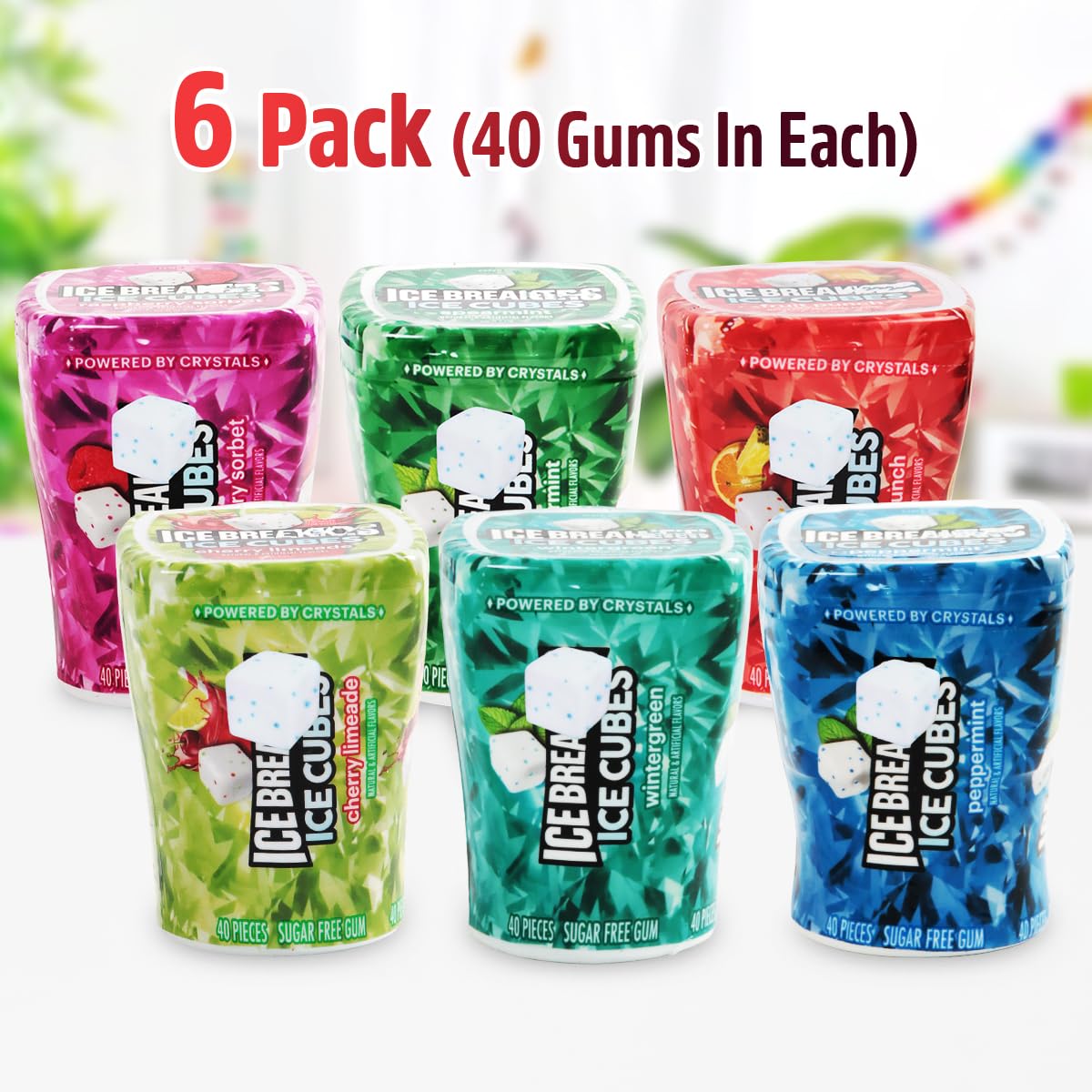 SWEETSIDE IceCubes variety pack flavors close-up highlights peppermint and fruit punch.