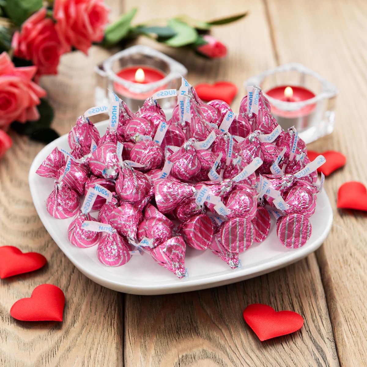 SWEETSIDE Valentines gift bags topped with pink kisses.