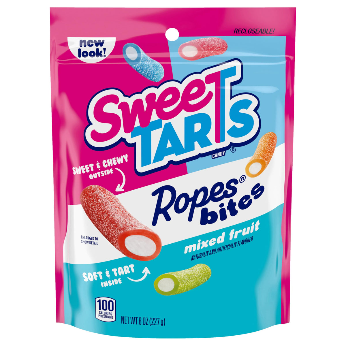 SweeTARTS Rope Bites Mixed Fruit 8-ounce bag front view for on-the-go snacking