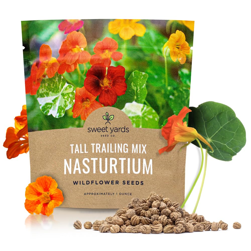 SWEET YARDS Nasturtium seeds mixed colors packaging highlights premium storage and gifting