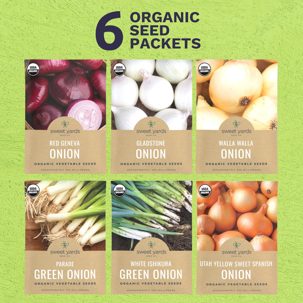 Parade Green Onion seed packet by Sweet Yards for fresh greens
