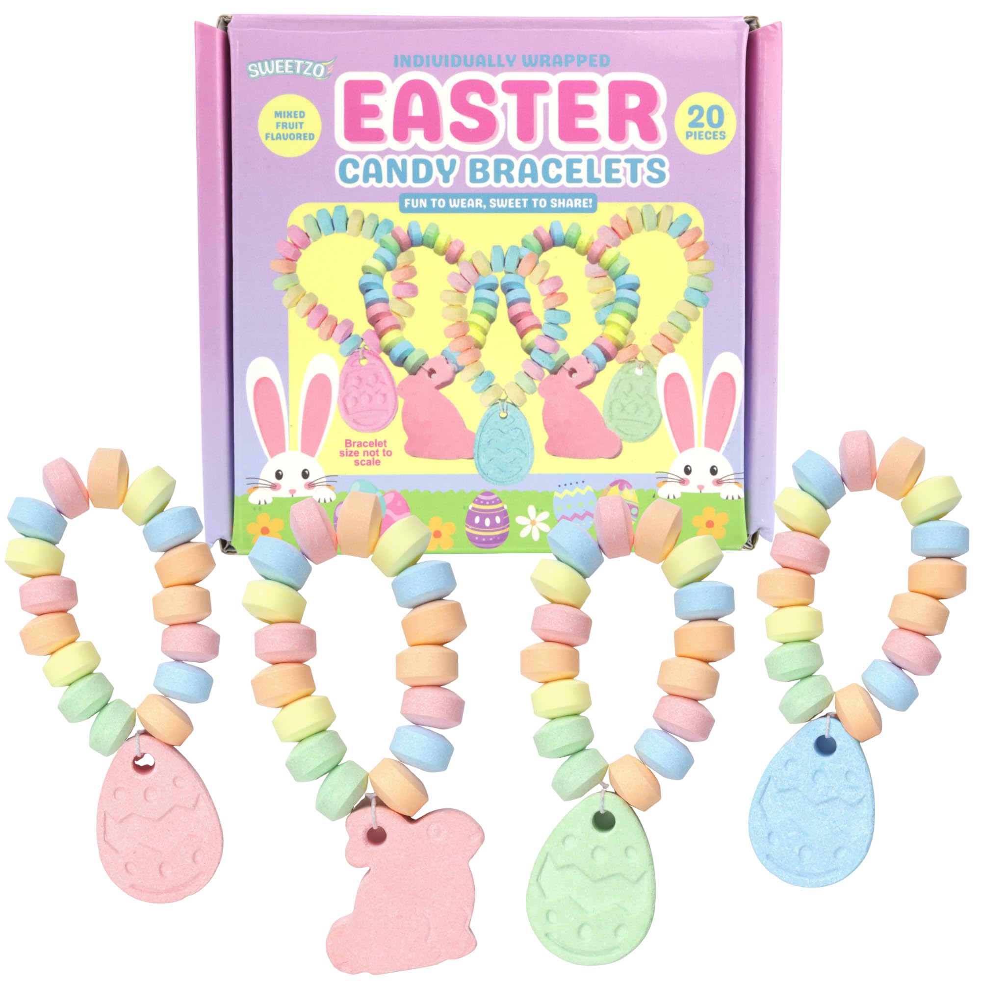 Sweetzo Easter Candy Bracelet beads closeup, colorful pastel beads for gifting