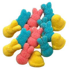 Sweetzo Easter Peeps Gummies three-pack display for sharing