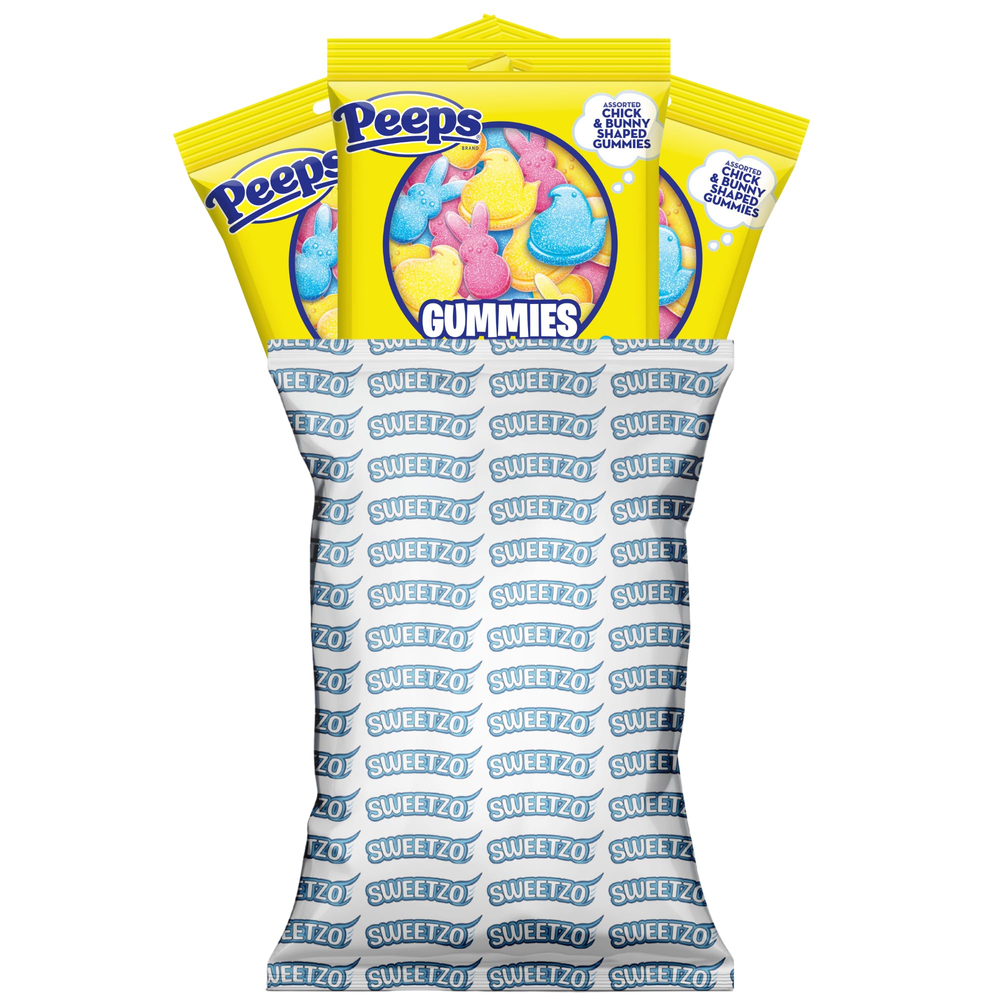 Sweetzo Peeps Gummies soft-chewy texture inviting playful snacking