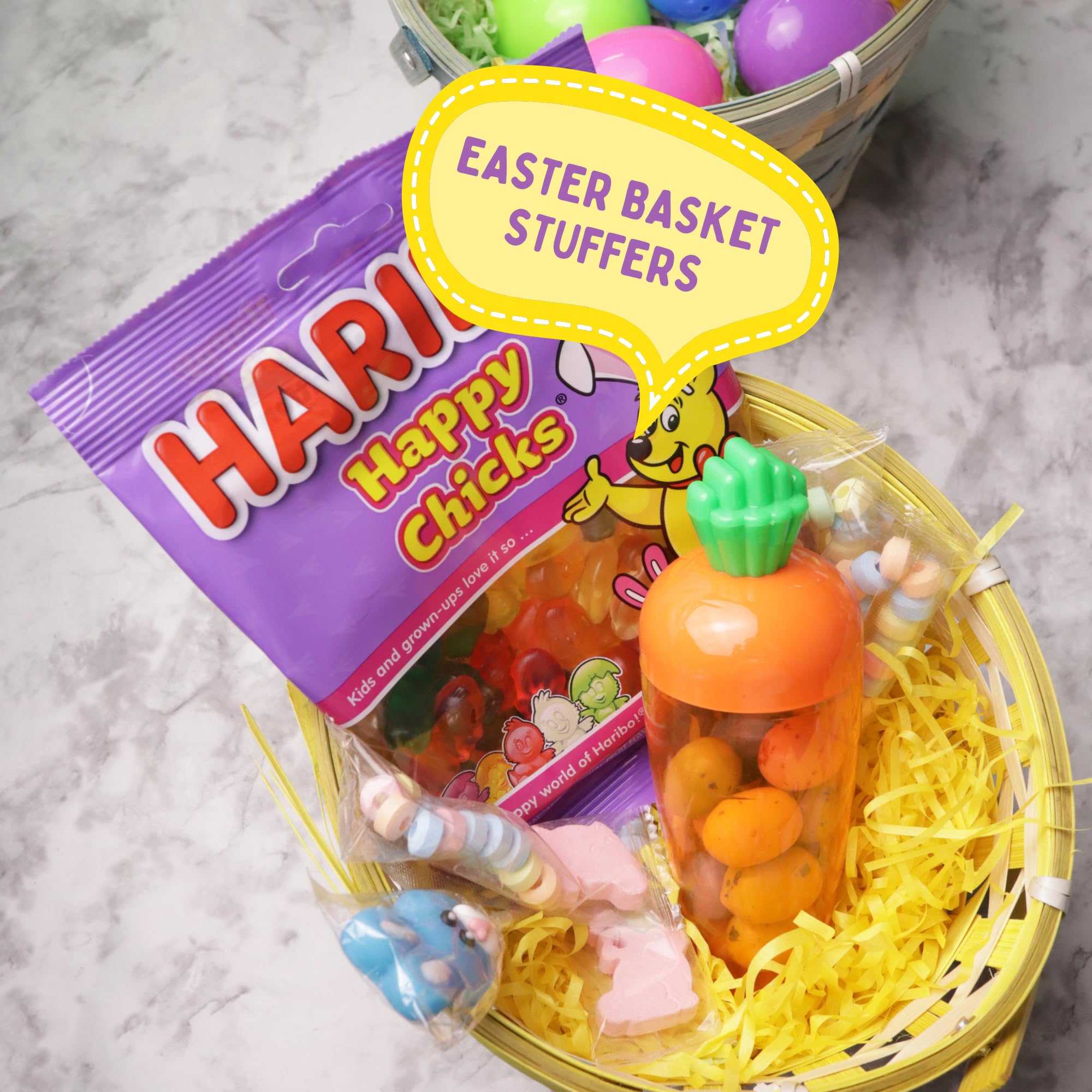 Sweetzo Haribo Easter Chick Gummies close-up highlighting soft chewy texture