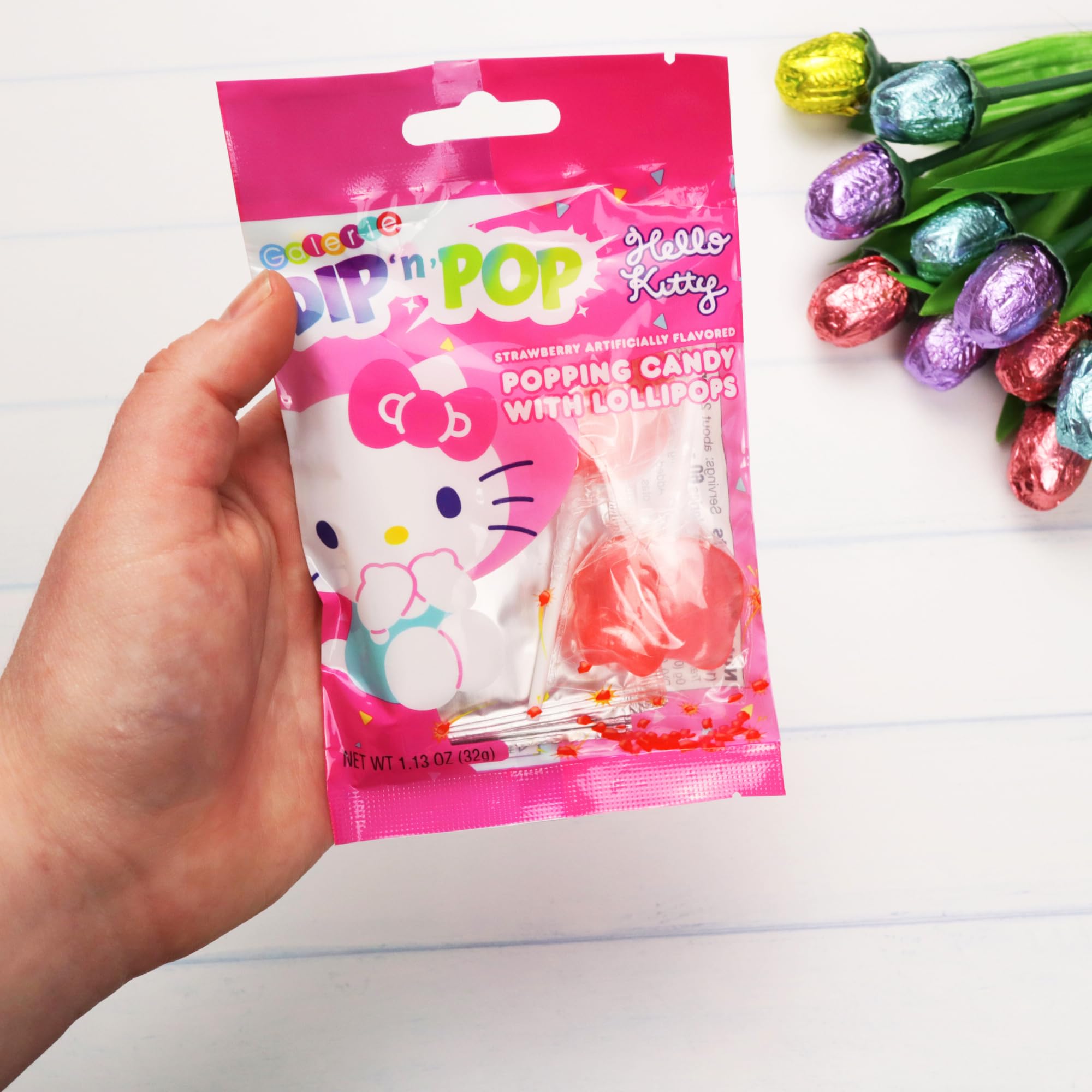 Sweetzo Hello Kitty lollipops suited for Easter baskets and themed celebrations.