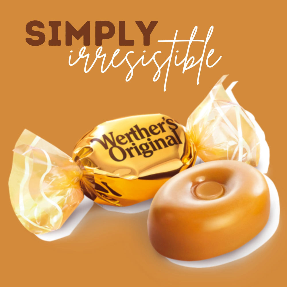 Sweetzo office jar of Werther's Original caramel candies for desk snacking