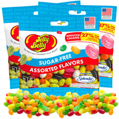Sweetzo sugar-free jelly beans package showing a three-pack for low-calorie snacking.