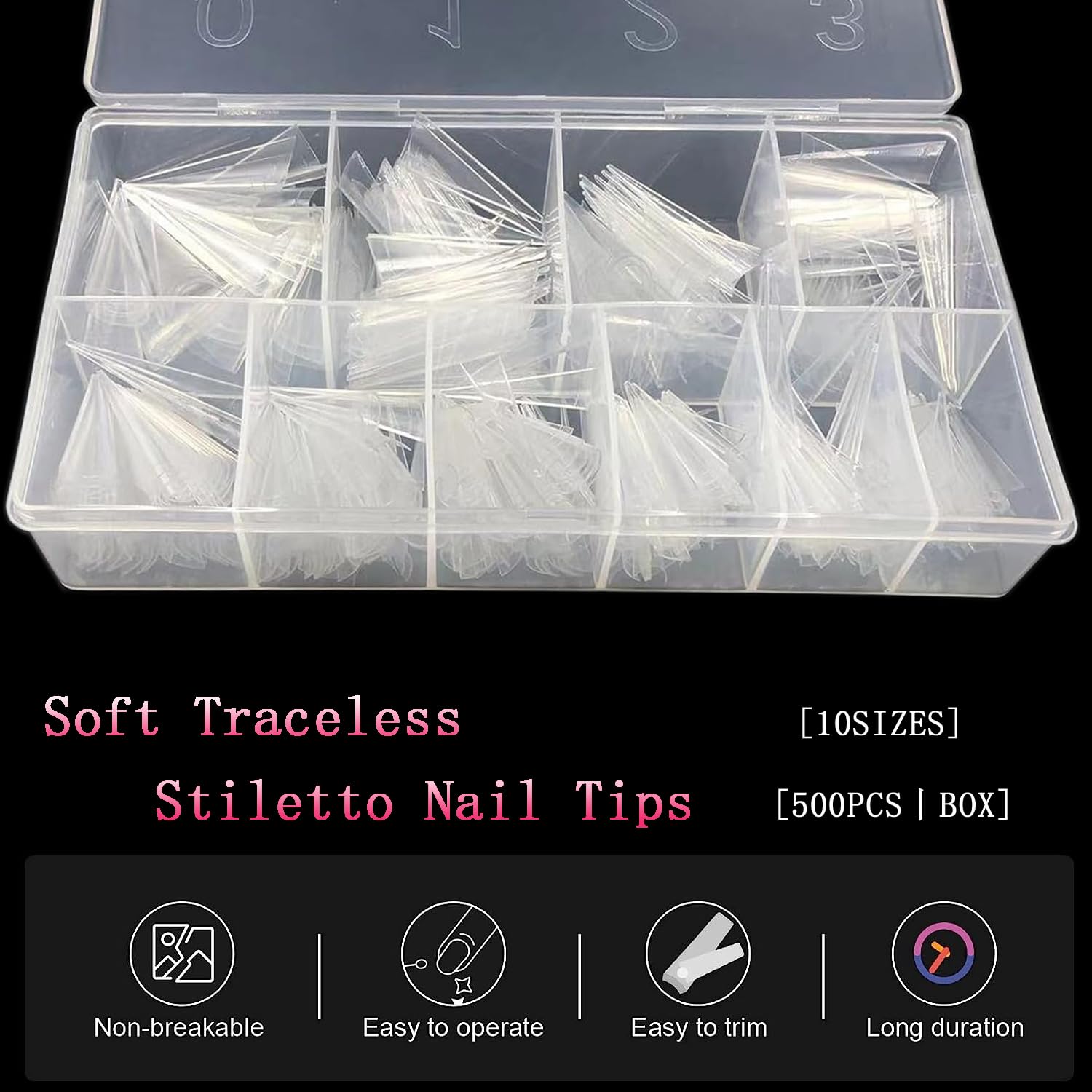 SWETIDY clear half-cover nail tips for a natural fit.