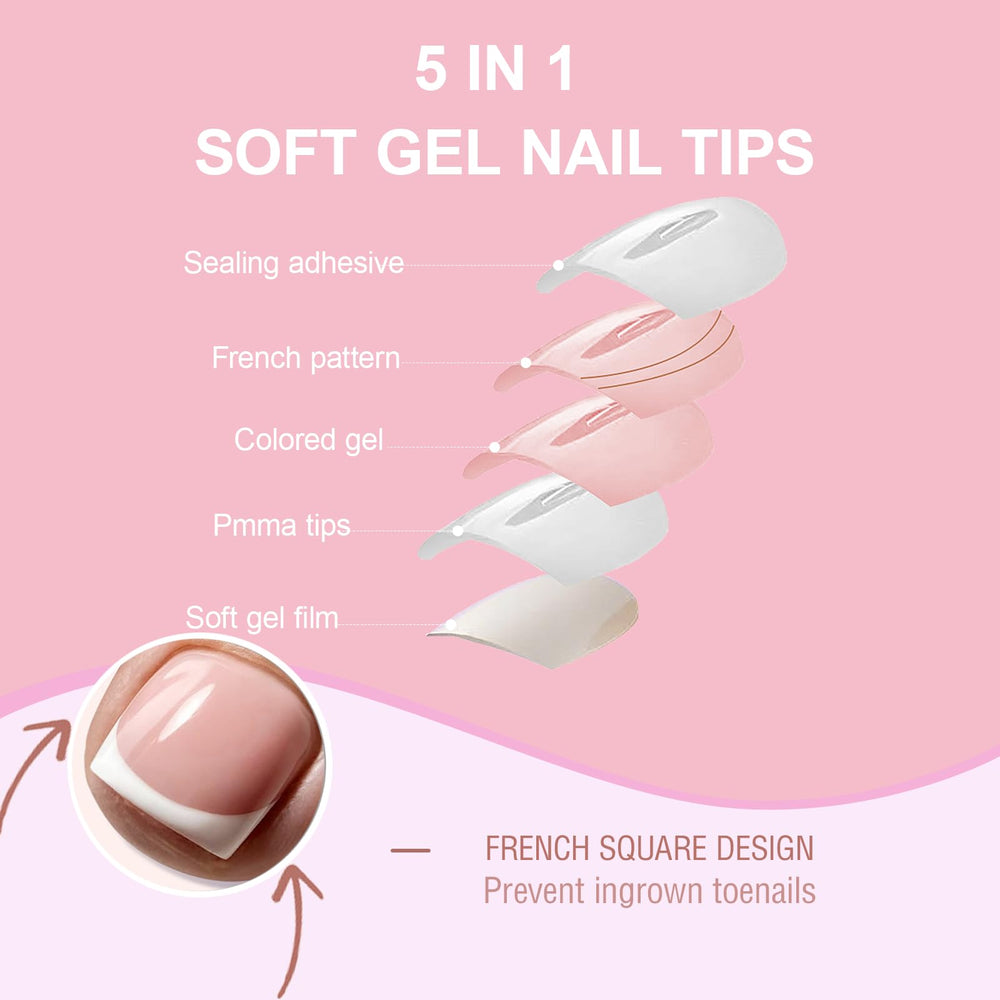 SWETIDY French tips toe press-ons offer a natural manicure look.
