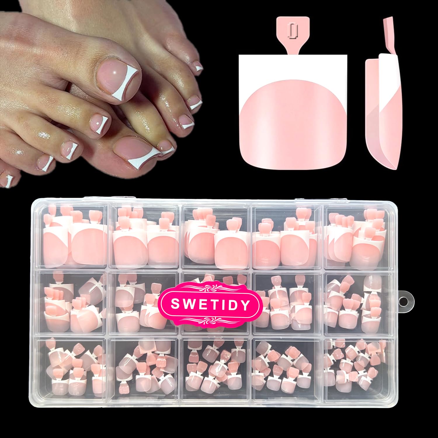 SWETIDY toe nail tips set with 150 pieces for versatile French tips
