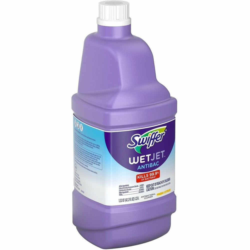 Close up of antibacterial Swiffer WetJet bottle label