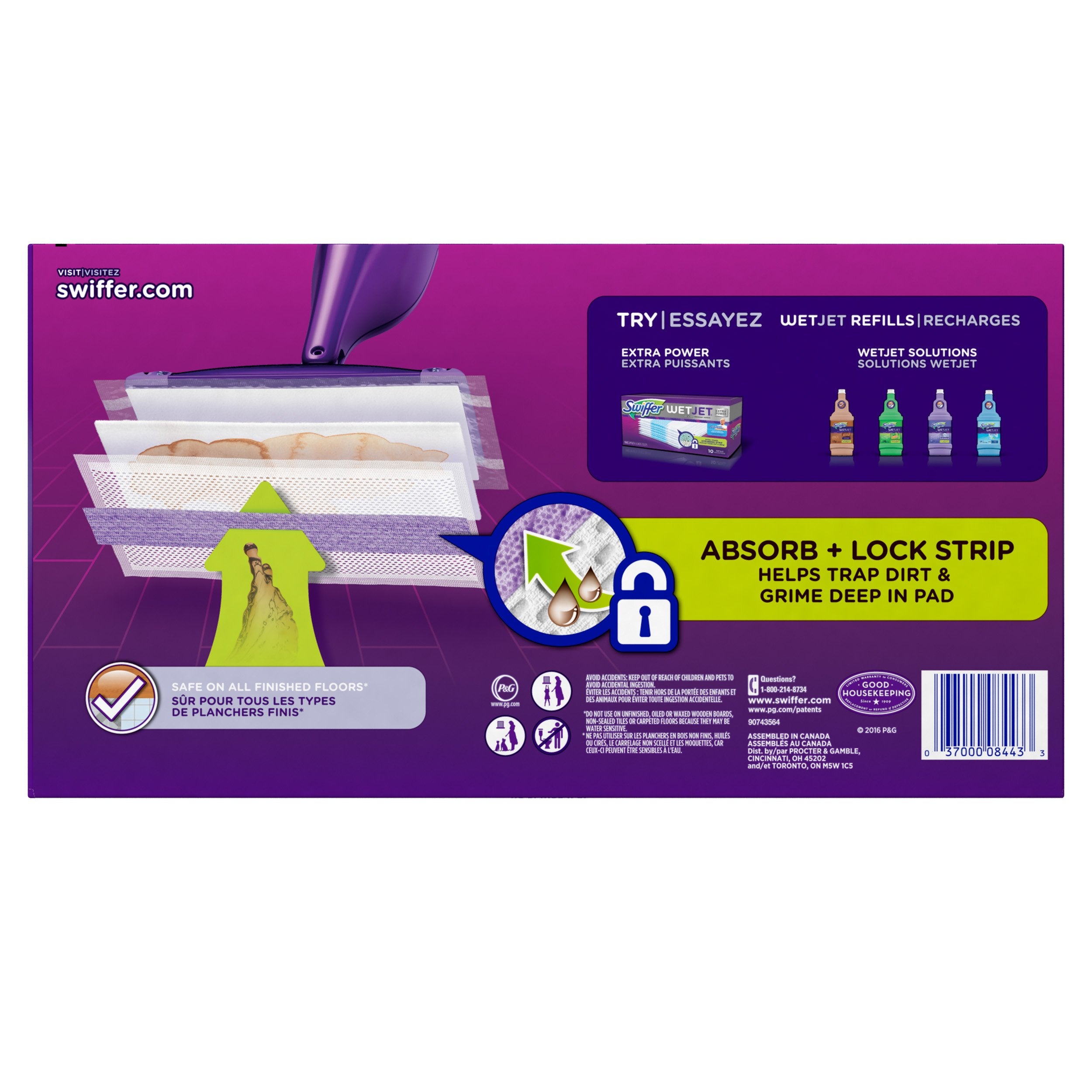 Swiffer WetJet pad refill showing dirt trapped in core for easy disposal.