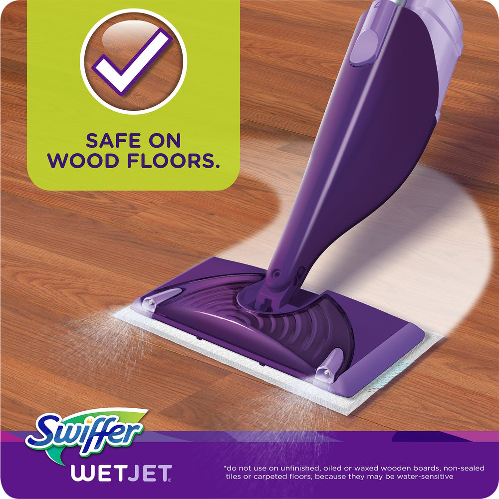 Swiffer WetJet pad being disposed after cleaning.