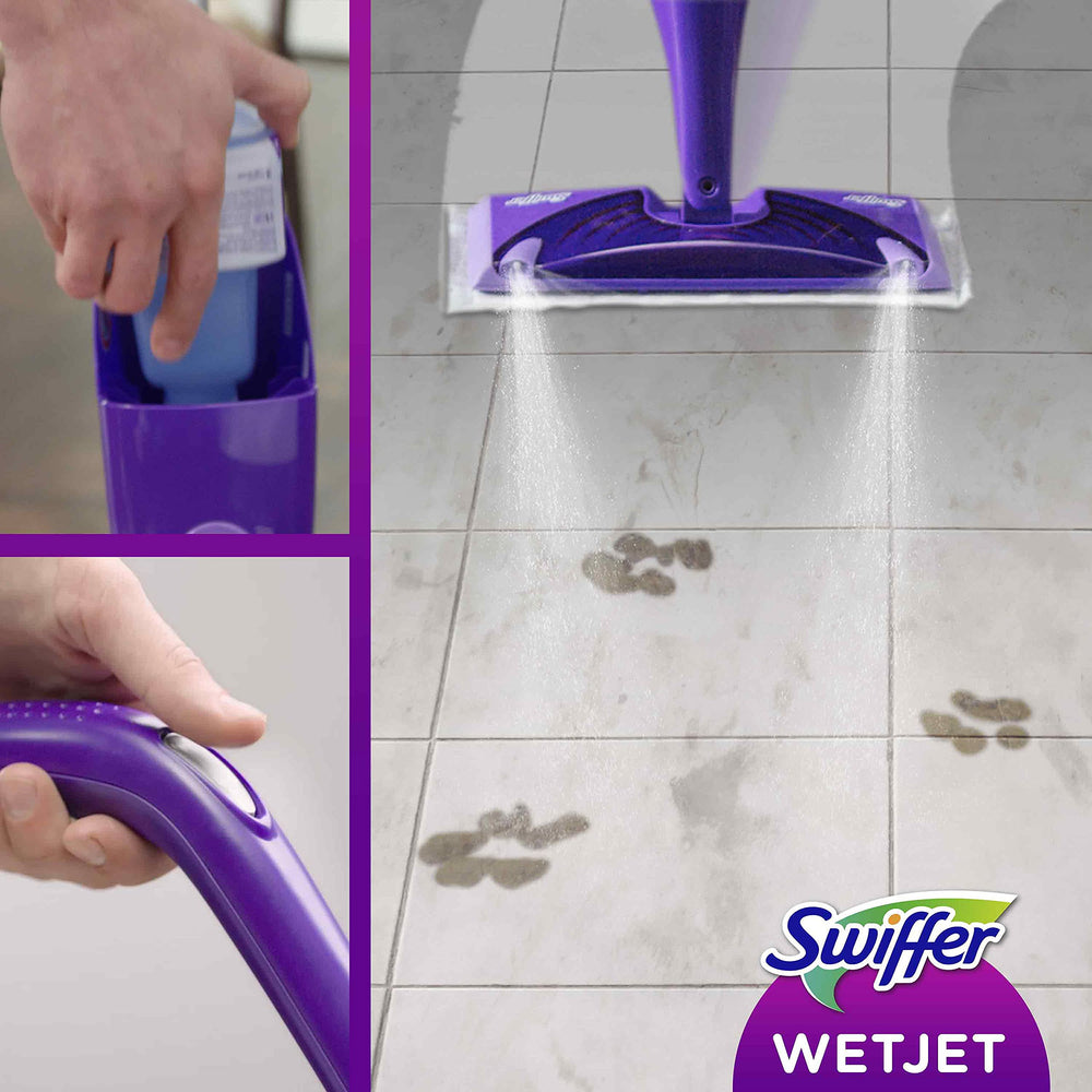 WetJet in use on a tiled floor surface