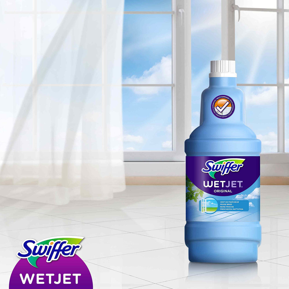 Swiffer WetJet dual-jet nozzle sprays efficiently across floor