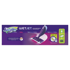 WetJet pads attached to mop head capturing dust