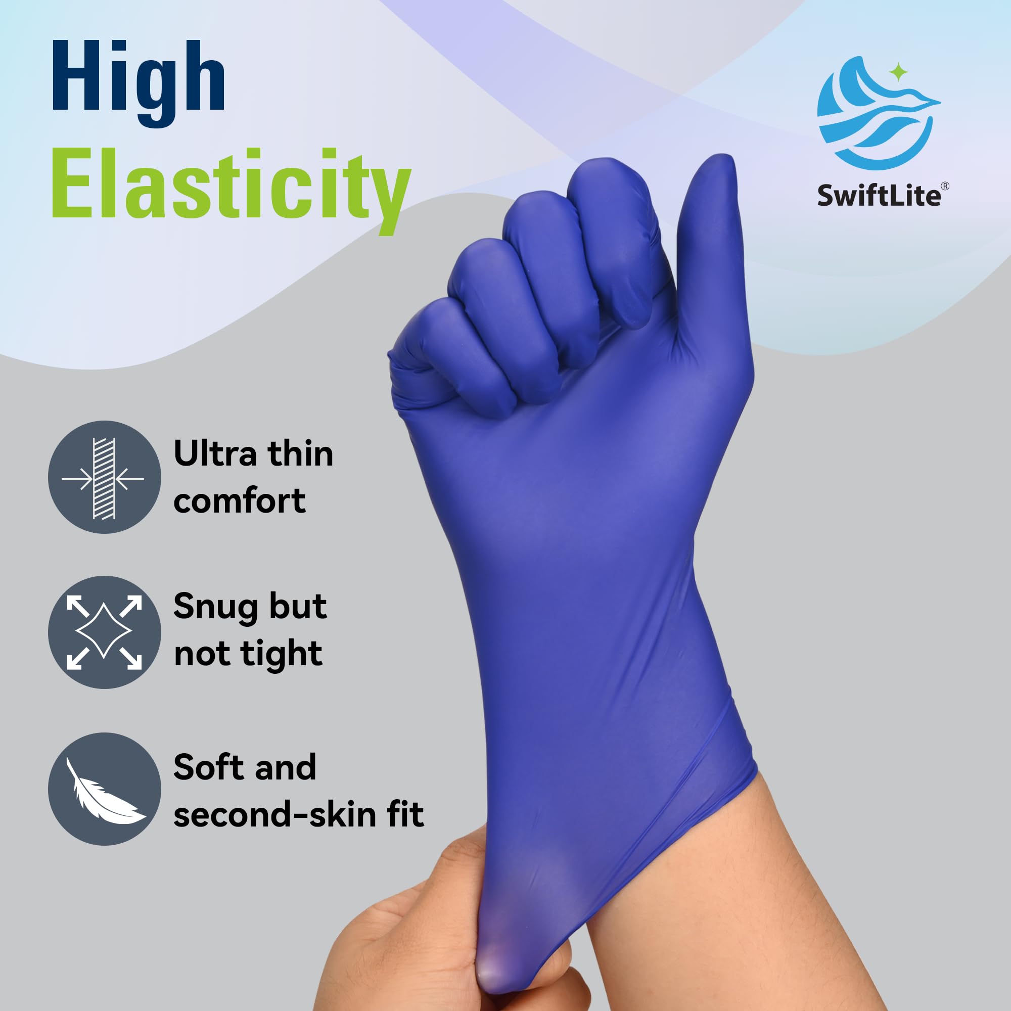SWIFTLITE latex-free, powder-free gloves suitable for allergy-conscious home use.