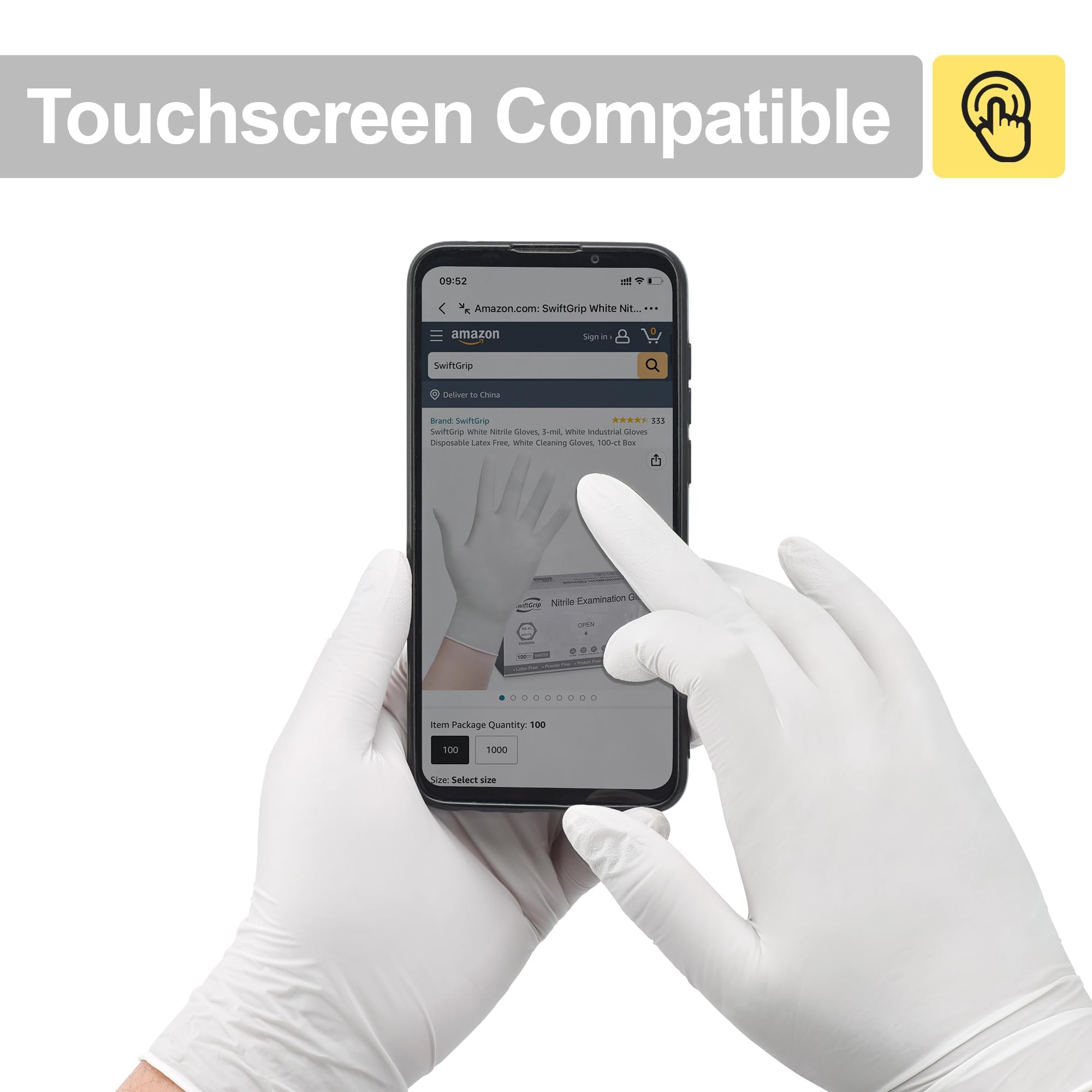 SwiftGrip white nitrile gloves ideal for esthetician and spa services.