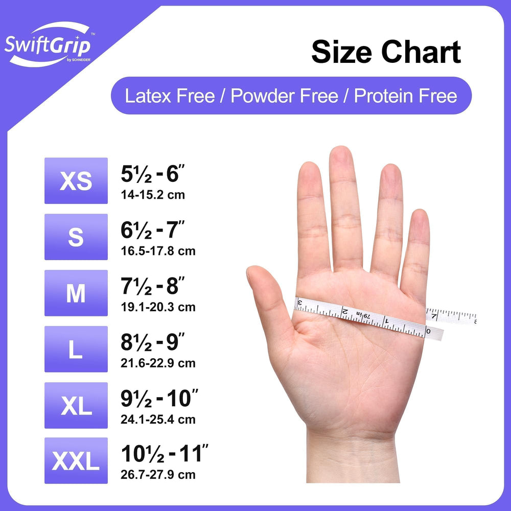 SwiftGrip multi-use gloves, ideal for healthcare, esthetics, cleaning and service.