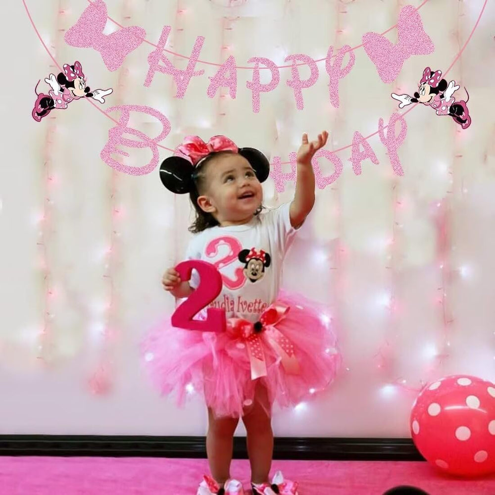 DIY-friendly setup for Swiftion pink mouse banner to customize your birthday moment.