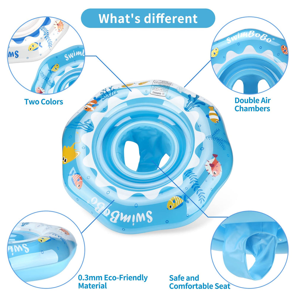 Swimbobo durable leak-proof PVC material keeps baby afloat safely.