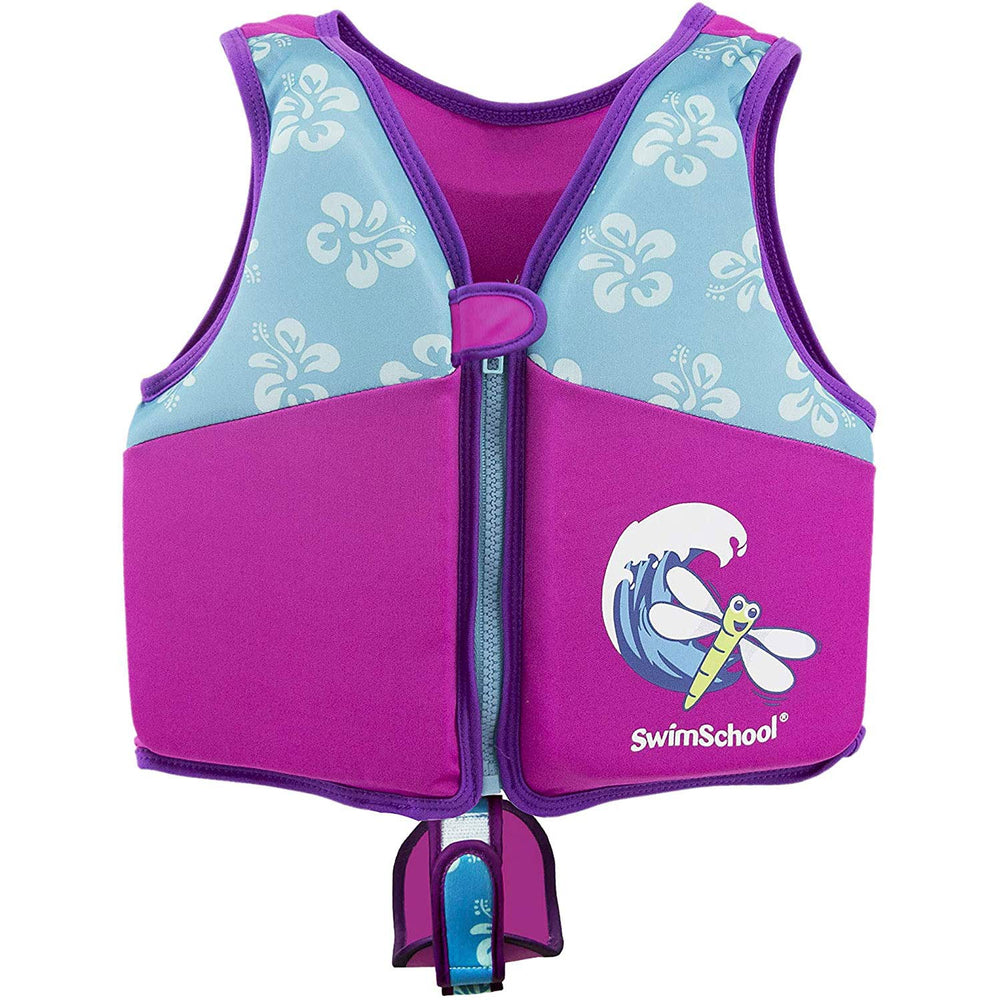 SwimSchool SwimTrainer Vest front view in pink aqua for comfortable learning