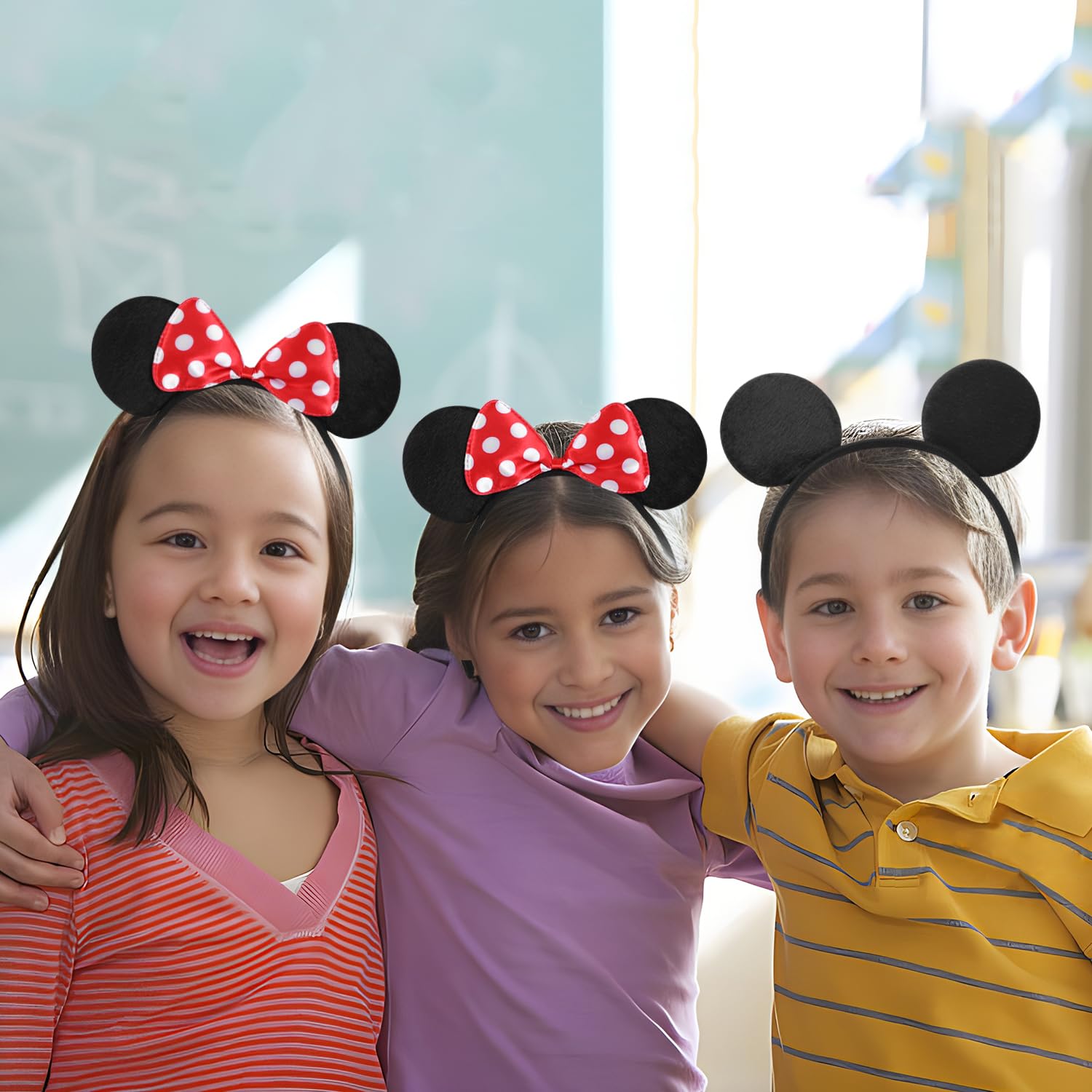 Swinnet birthday decoration mouse ears feature red and black for bold party accents.