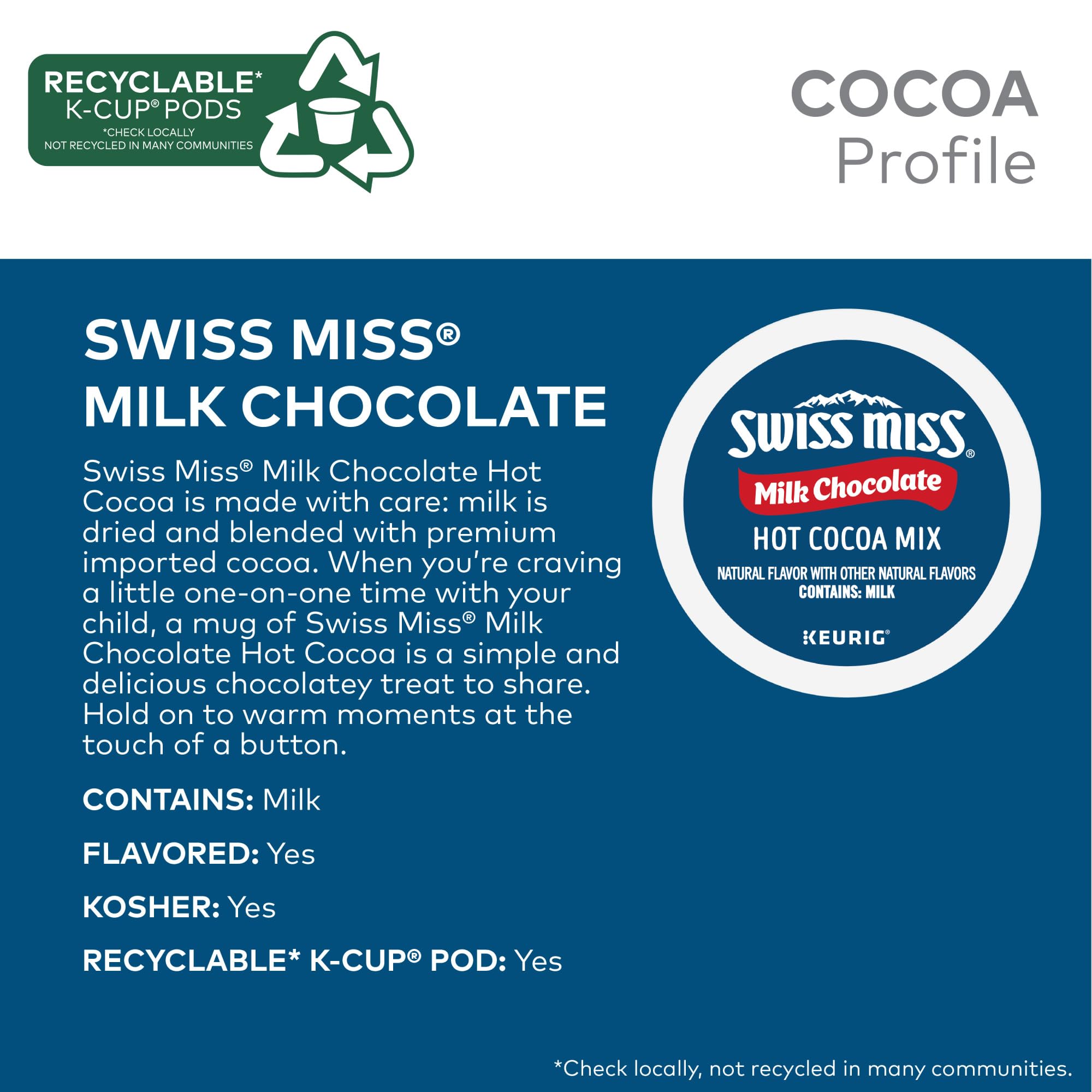 Farm-fresh milk sourcing behind Swiss Miss cocoa for rich flavor.