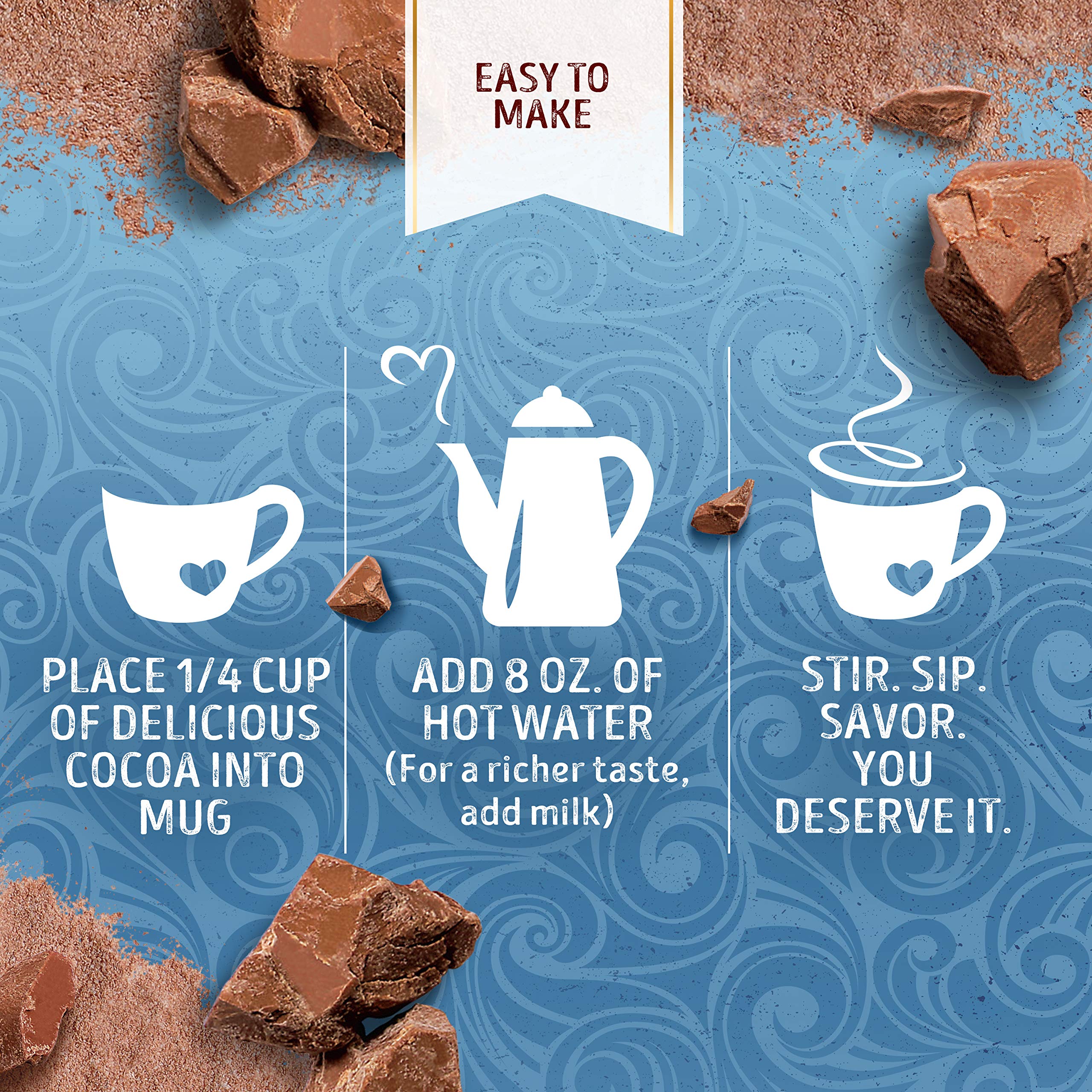 Aromas rise as Swiss Miss cocoa warms a cozy kitchen.
